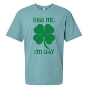 Kiss Me I’M Gay Four Leaf Clover Funny St Patricks Day Sueded Cloud Jersey T-Shirt