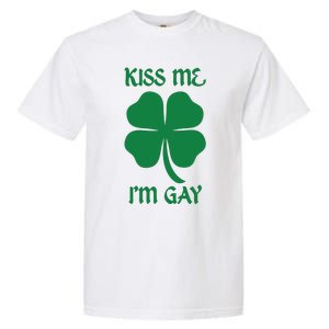 Kiss Me I’M Gay Four Leaf Clover Funny St Patricks Day Garment-Dyed Heavyweight T-Shirt