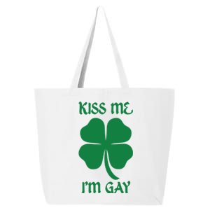 Kiss Me I’M Gay Four Leaf Clover Funny St Patricks Day 25L Jumbo Tote