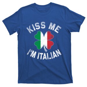 Kiss Me I'm Italian Shamrock Flag St Patricks Day Funny Gift Meaningful Gift T-Shirt