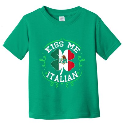 Kiss Me Im Mexican Funny Saint Patricks Day Shamrock Flag Toddler T-Shirt