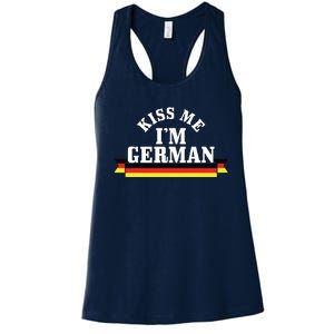 Kiss Me Im German Oktoberfest German Flag Funny Gift Women's Racerback Tank