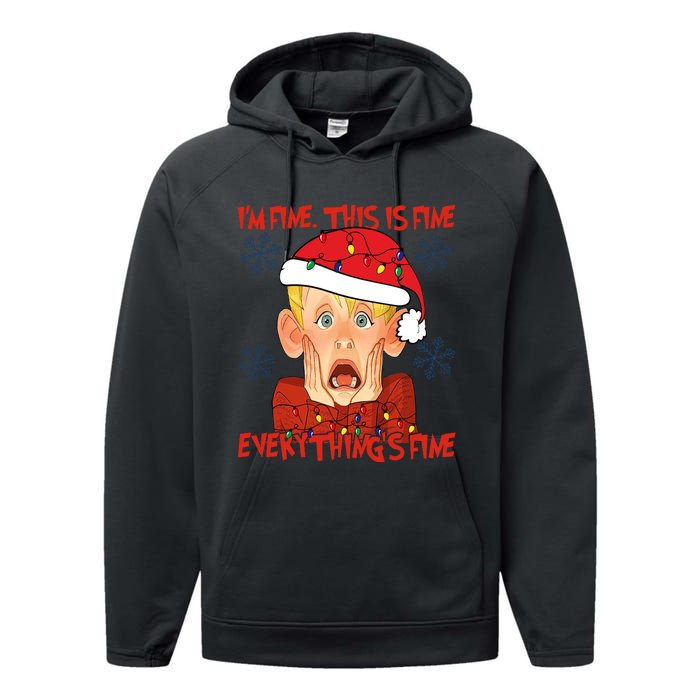 Kevin Mccallister Im Fine This Is Fine Everythings Fine Christmas Performance Fleece Hoodie