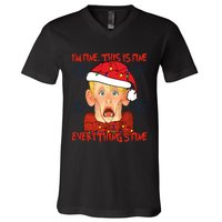 Kevin Mccallister Im Fine This Is Fine Everythings Fine Christmas V-Neck T-Shirt