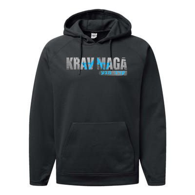 Krav Maga Israeli Combat System Distressed Vintage Performance Fleece Hoodie