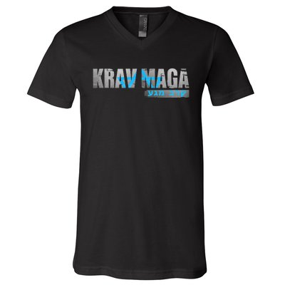 Krav Maga Israeli Combat System Distressed Vintage V-Neck T-Shirt