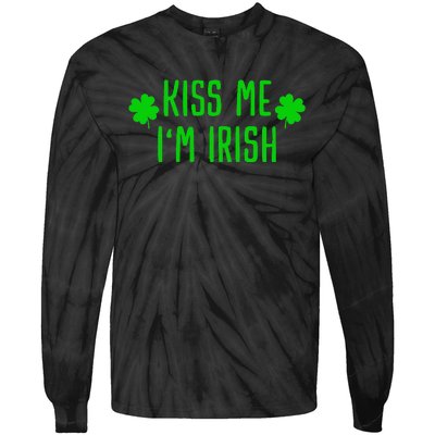 Kissing Me I'm Irish Clover Saint Irish Pats St. Patrick's Day Tie-Dye Long Sleeve Shirt