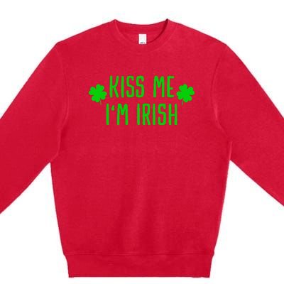 Kissing Me I'm Irish Clover Saint Irish Pats St. Patrick's Day Premium Crewneck Sweatshirt