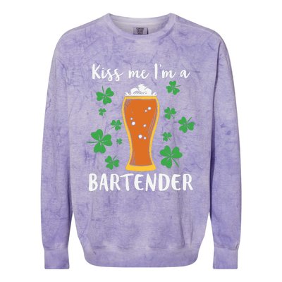 Kiss Me Im A Bartender Colorblast Crewneck Sweatshirt