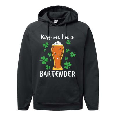 Kiss Me Im A Bartender Performance Fleece Hoodie