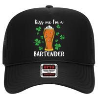 Kiss Me Im A Bartender High Crown Mesh Back Trucker Hat