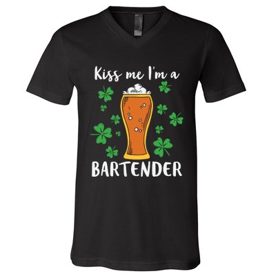 Kiss Me Im A Bartender V-Neck T-Shirt