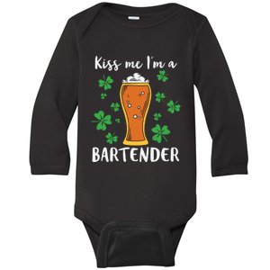 Kiss Me Im A Bartender Baby Long Sleeve Bodysuit