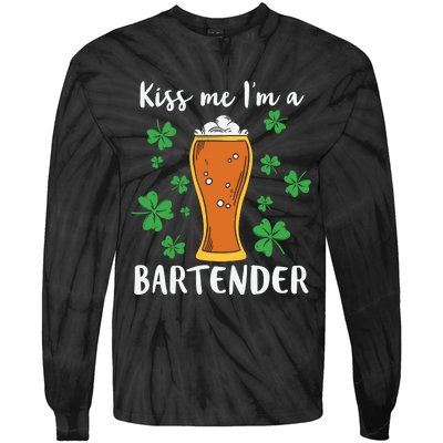 Kiss Me Im A Bartender Tie-Dye Long Sleeve Shirt