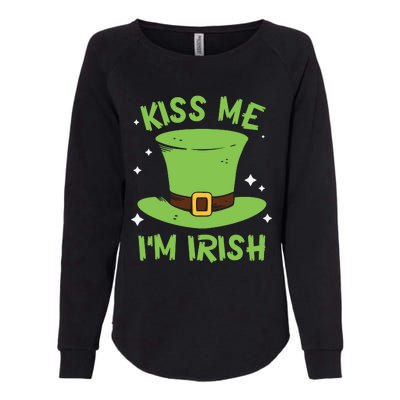 Kiss Me Im Irish Shamrock Hat Funny Gift Womens California Wash Sweatshirt