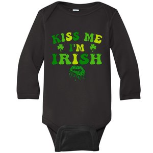 Kissing Me I'm Irish St Patricks Day Gifts Baby Long Sleeve Bodysuit