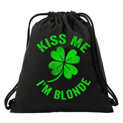Kiss Me Im Blonde St Patricks Day Irish Funny Drawstring Bag