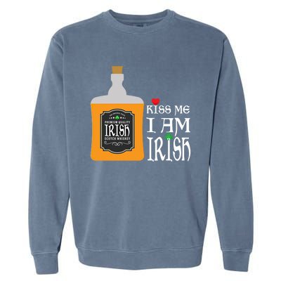 Kiss Me I Am Irish Whiskey Ing Team Saint Patricks Day Great Gift Garment-Dyed Sweatshirt