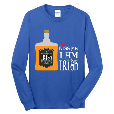 Kiss Me I Am Irish Whiskey Ing Team Saint Patricks Day Great Gift Tall Long Sleeve T-Shirt