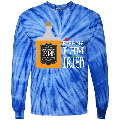 Kiss Me I Am Irish Whiskey Ing Team Saint Patricks Day Great Gift Tie-Dye Long Sleeve Shirt