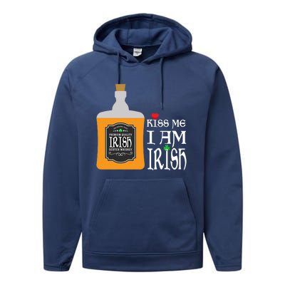 Kiss Me I Am Irish Whiskey Ing Team Saint Patricks Day Great Gift Performance Fleece Hoodie