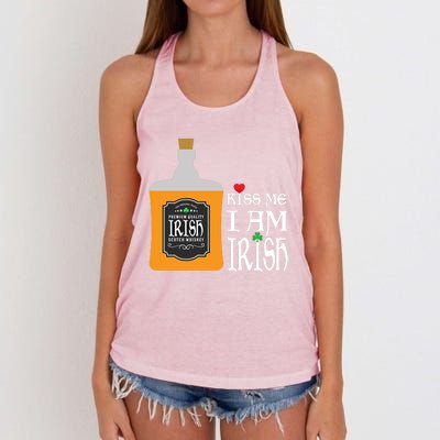 Kiss Me I Am Irish Whiskey Ing Team Saint Patricks Day Great Gift Women's Knotted Racerback Tank