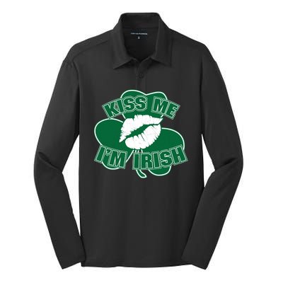 Kiss Me I'm Irish Lips Silk Touch Performance Long Sleeve Polo