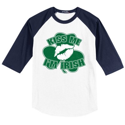 Kiss Me I'm Irish Lips Baseball Sleeve Shirt