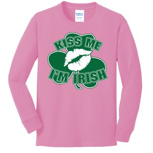 Kiss Me I'm Irish Lips Kids Long Sleeve Shirt