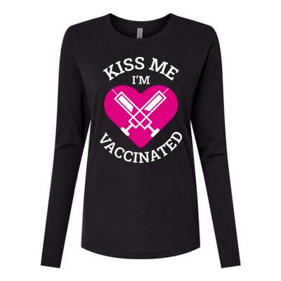 Kiss Me I'm Vaccinated Womens Cotton Relaxed Long Sleeve T-Shirt