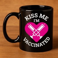 Kiss Me I'm Vaccinated 11oz C Handle Ceramic Mug