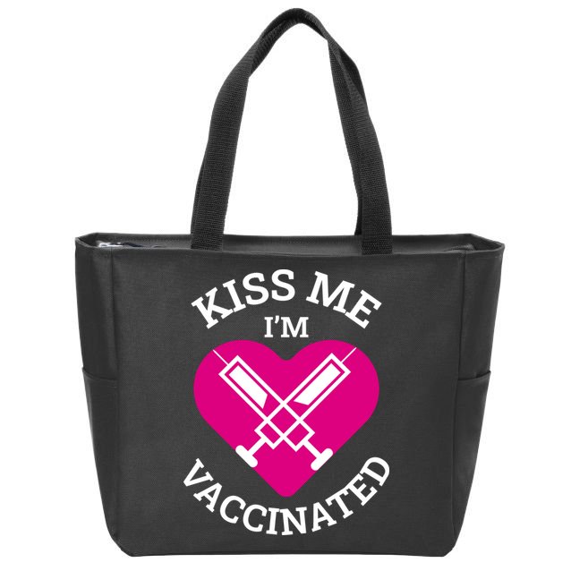 Kiss Me I'm Vaccinated Zip Tote Bag