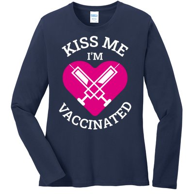 Kiss Me I'm Vaccinated Ladies Long Sleeve Shirt