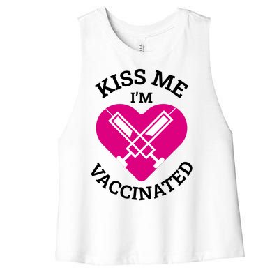 Kiss Me I'm Vaccinated Women's Racerback Cropped Tank