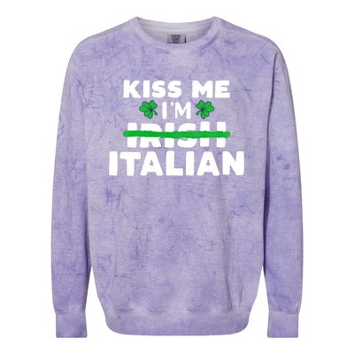 Kiss Me I'm Irish Italian Patriotic St Patricks Day Humor Gift Colorblast Crewneck Sweatshirt