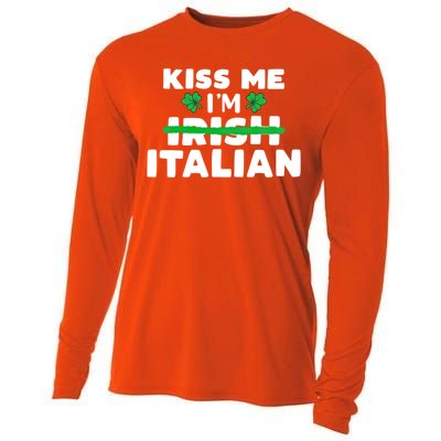 Kiss Me I'm Irish Italian Patriotic St Patricks Day Humor Gift Cooling Performance Long Sleeve Crew