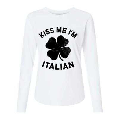 Kiss Me Im Italian St Patricks Day Italy Womens Cotton Relaxed Long Sleeve T-Shirt