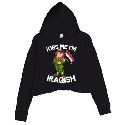 Kiss Me I'm Iraqish Crop Fleece Hoodie