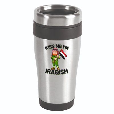 Kiss Me I'm Iraqish 16oz Travel Tumbler