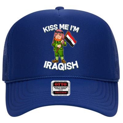 Kiss Me I'm Iraqish High Crown Mesh Back Trucker Hat