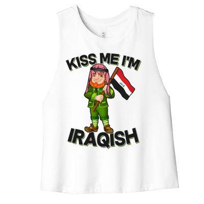 Kiss Me I'm Iraqish Women's Racerback Cropped Tank