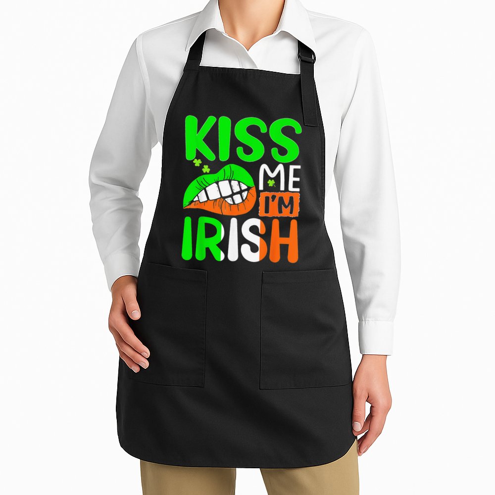 Kissing Me I'm Irish Funny St Patrick's Day Shamrock Apron