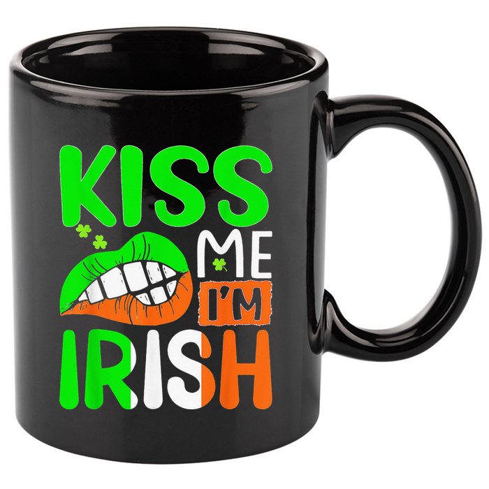 Kissing Me I'm Irish Funny St Patrick's Day Shamrock 11oz C Handle Ceramic Mug