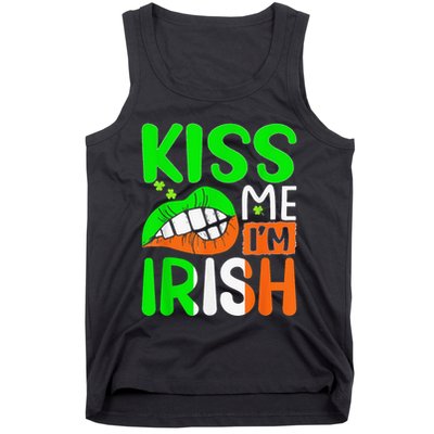 Kissing Me I'm Irish Funny St Patrick's Day Shamrock Tank Top