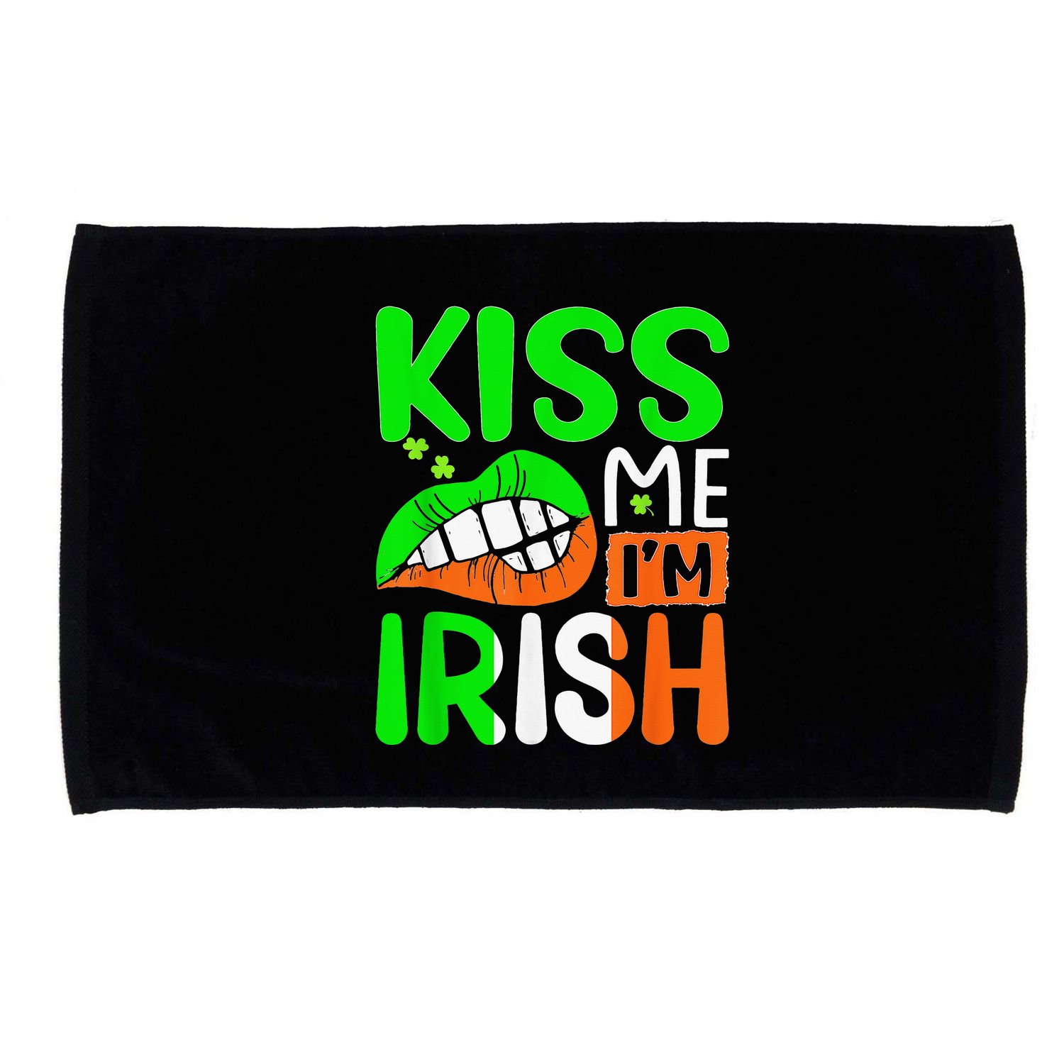 Kissing Me I'm Irish Funny St Patrick's Day Shamrock Microfiber Hand Towel