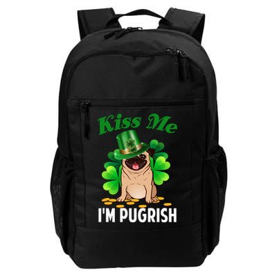 Kiss Me Im Pugrish Funny Saint Patricks Day Pug Irish Clover Backpack