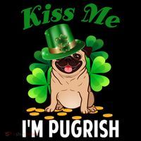 Kiss Me Im Pugrish Funny Saint Patricks Day Pug Irish Clover Cooling Performance Long Sleeve Crew
