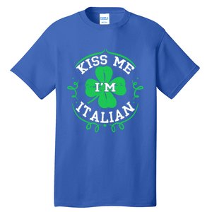 Kiss Me I'm Italian St Patricks Day Funny Shamrock Flag Cute Gift Tall T-Shirt