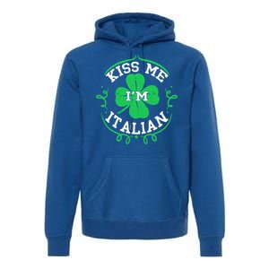 Kiss Me I'm Italian St Patricks Day Funny Shamrock Flag Cute Gift Premium Hoodie