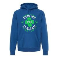 Kiss Me I'm Italian St Patricks Day Funny Shamrock Flag Cute Gift Premium Hoodie